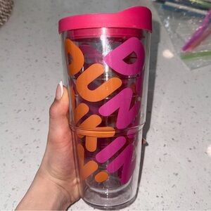Dunkin' Pink & Orange Travel Tumbler with Lid